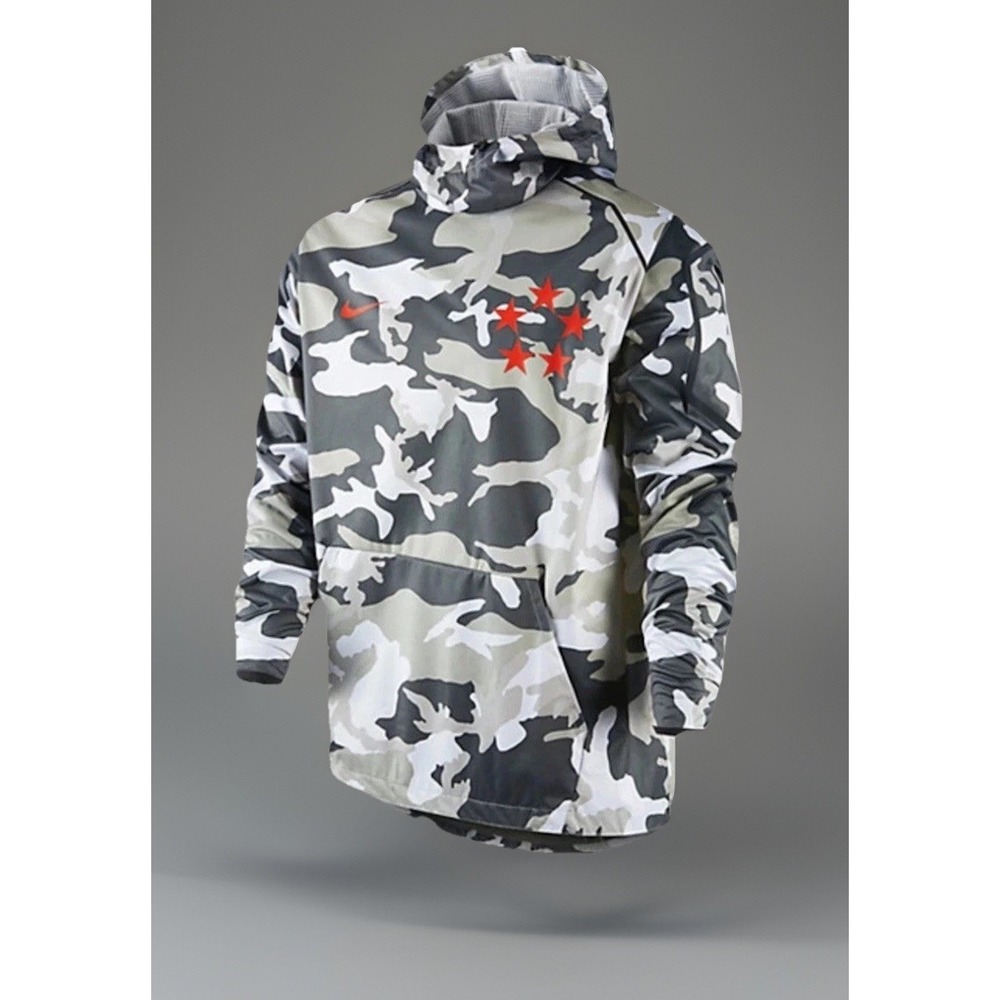 Nike Field General Fly Rush Alpha Pullover Men's M Gray/White Camo Football‎